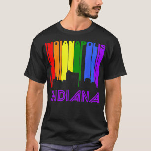 Indianapolis Indiana LGBTQ Gay Pride Rainbow Skyli T-Shirt