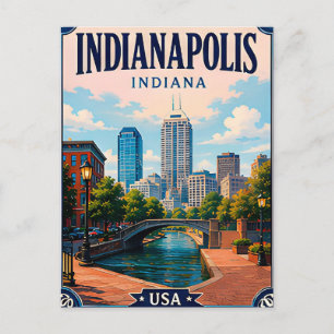 🏁 Indianapolis Indiana Memory From Downtown 🏁 Postcard