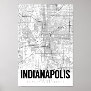 Indianapolis Indiana Minimalist Map Art Poster