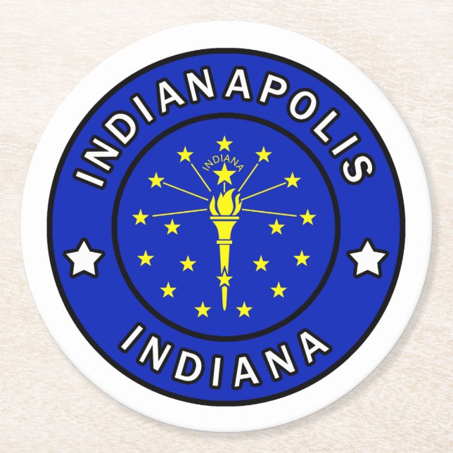 Indianapolis Indiana Round Paper Coaster (Front)