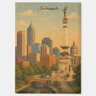 Indianapolis Indiana Skyline City Panorama Travel Magnet