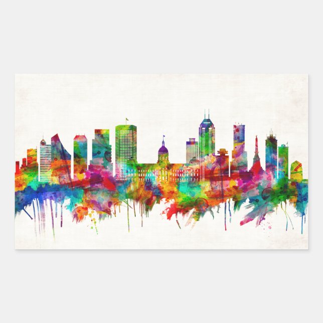 Indianapolis Indiana Skyline Rectangular Sticker (Front)