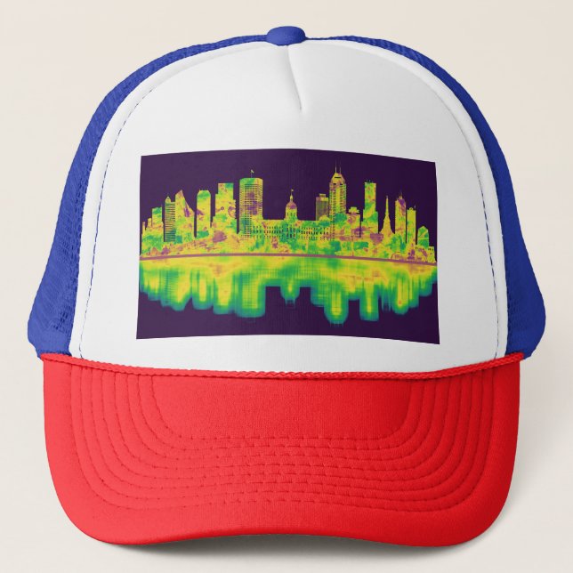 Indianapolis Indiana Skyline Trucker Hat (Front)