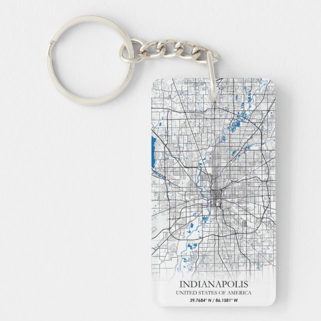 Indianapolis Indiana USA Travel City Map Key Ring (Front)