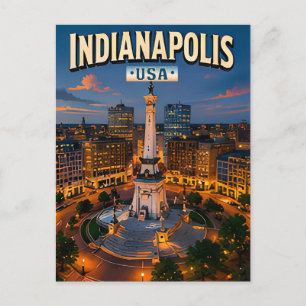 🏁 Indianapolis Indiana Vacation Memory Postcard