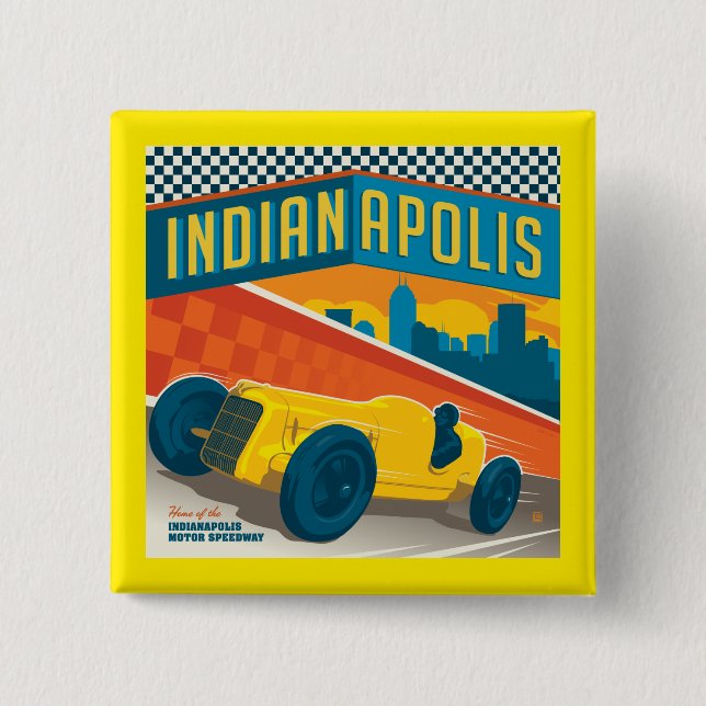 Indianapolis, Indiana | Vintage Racer 15 Cm Square Badge (Front)