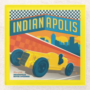 Indianapolis, Indiana   Vintage Racer Glass Coaster