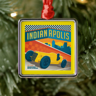 Indianapolis, Indiana   Vintage Racer Metal Ornament