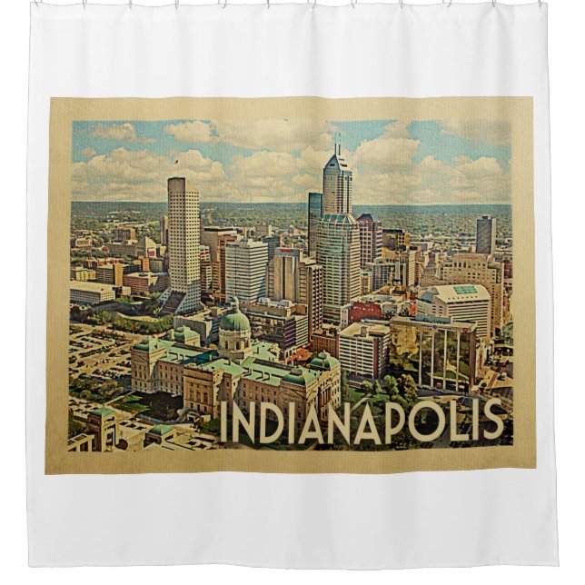Indianapolis Indiana Vintage Travel Shower Curtain (Front)