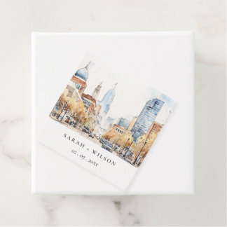 Indianapolis, Indiana Watercolor Landscape Wedding Favour Tags