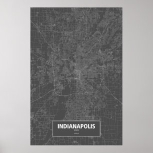Indianapolis, Indiana (white on black) Poster