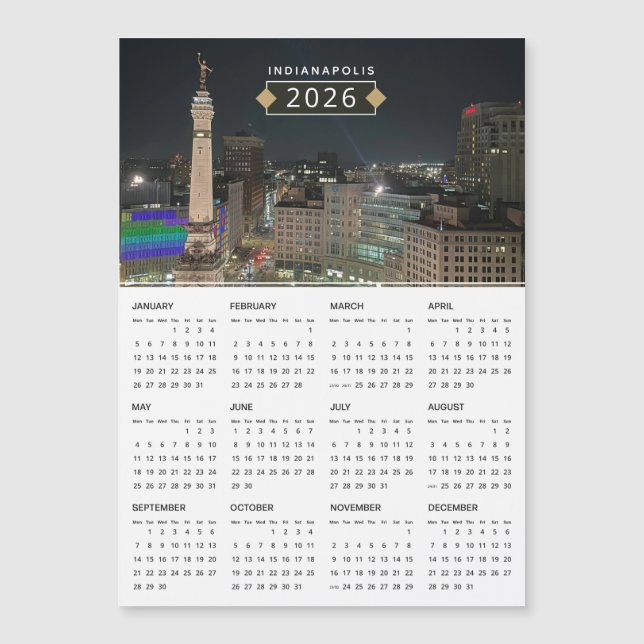 Indianapolis Monument 2026 Calendar Magnet (Front)