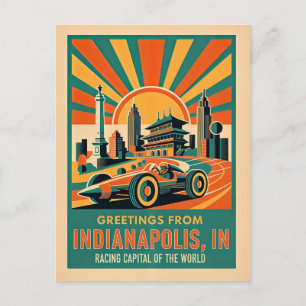 Indianapolis Racing Capital Retro Postcard
