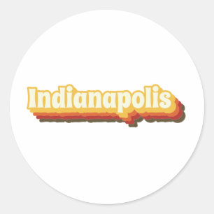 Indianapolis Retro Vintage Text Classic Round Sticker