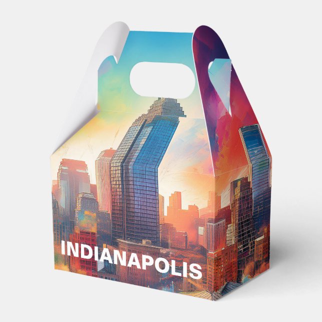 Indianapolis Skyline Abstract Art Favour Box (Front Side)