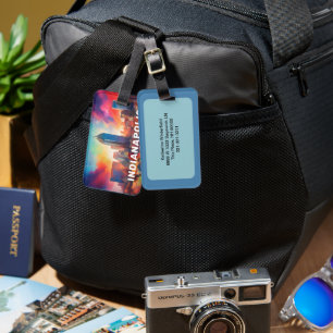 Indianapolis Skyline Abstract Art Luggage Tag