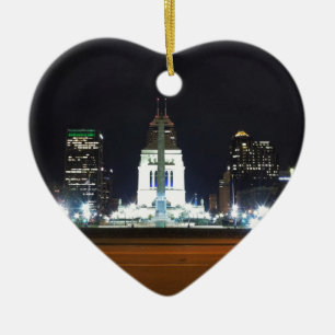 Indianapolis Skyline at Night Ceramic Ornament