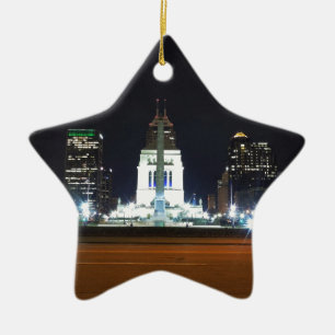 Indianapolis Skyline at Night Ceramic Tree Decoration
