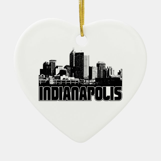 Indianapolis Skyline Ceramic Tree Decoration (Front)