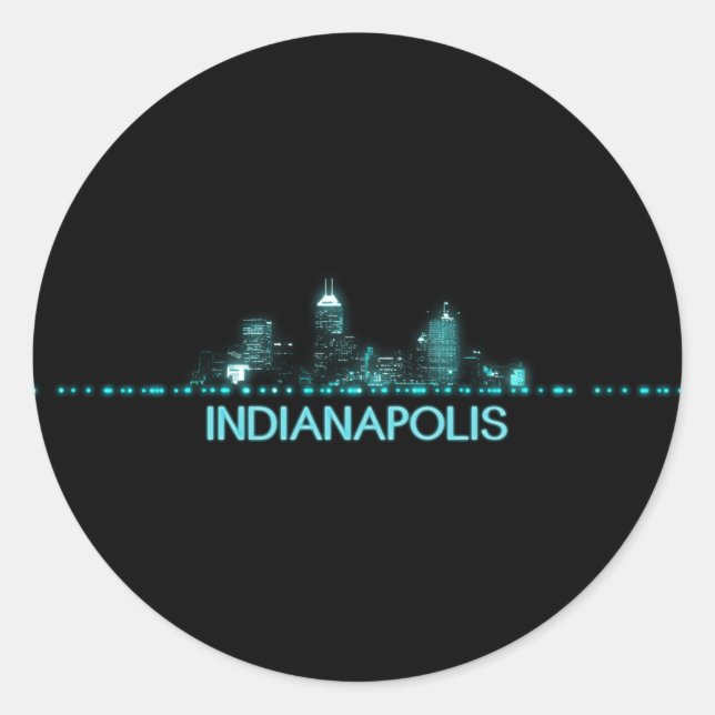 Indianapolis Skyline Classic Round Sticker (Front)