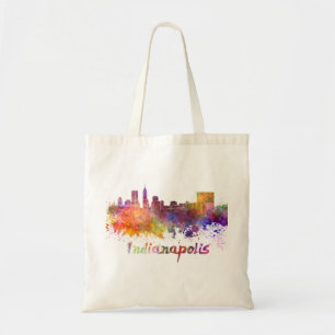 Indianapolis skyline in watercolor tote bag