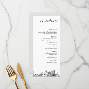 Indianapolis Skyline Modern Wedding Dinner Menu