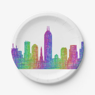 Indianapolis skyline paper plate