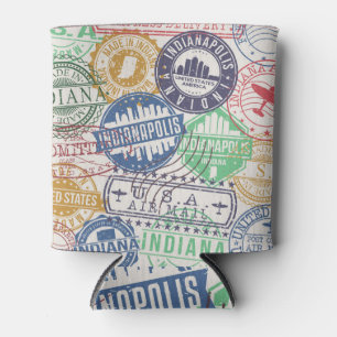 Indianapolis Stamps: Travel Seal Set. Can Cooler