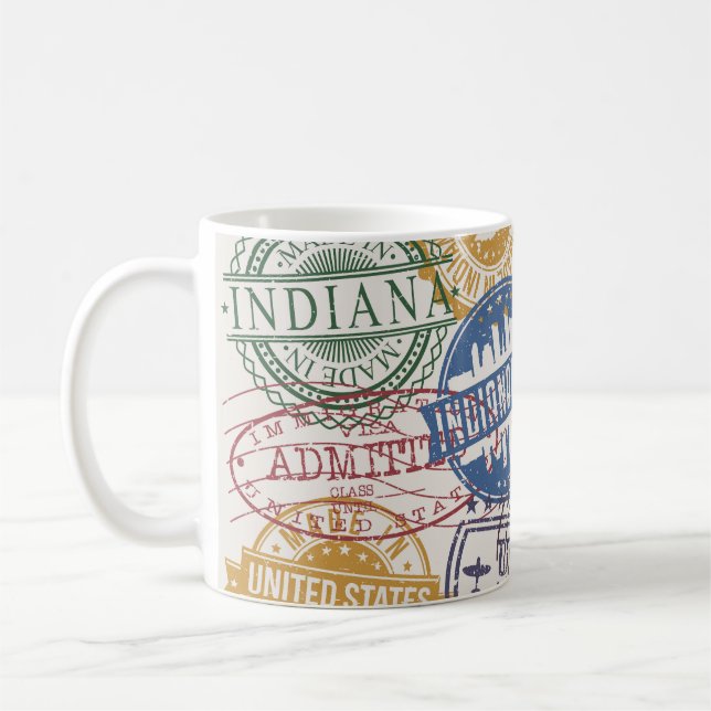 Indianapolis Stamps: Travel Seal Set. Coffee Mug (Left)