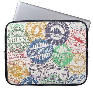 Indianapolis Stamps: Travel Seal Set. Laptop Sleeve