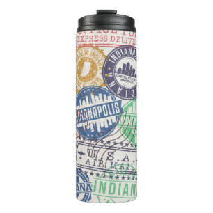 Indianapolis Stamps: Travel Seal Set. Thermal Tumbler