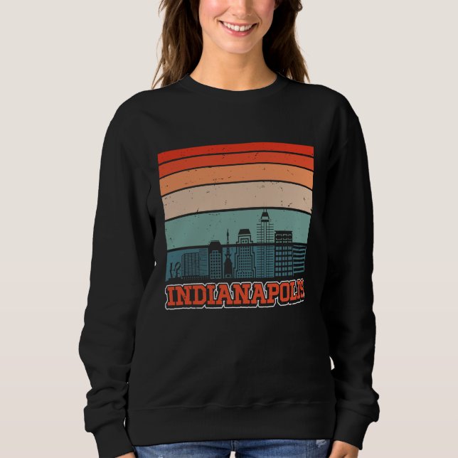 Indianapolis USA Retro Vintage Sunset Skyline Indi Sweatshirt (Front)