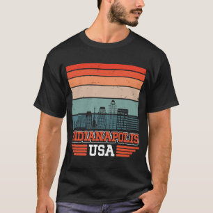 Indianapolis USA Retro Vintage Sunset Skyline Indi T-Shirt
