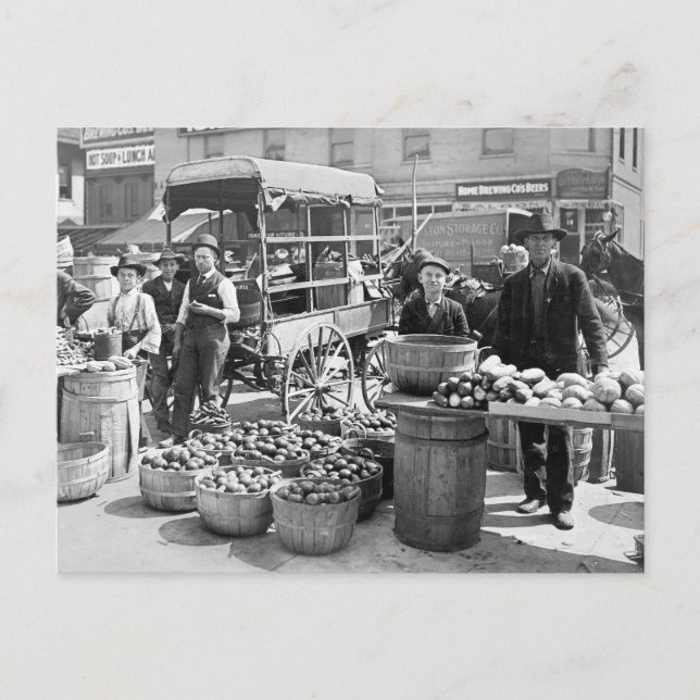 Indianapolis Vegetable Market, 1908 Postcard (Front)