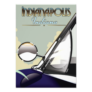 Indianapolis vintage car travel poster