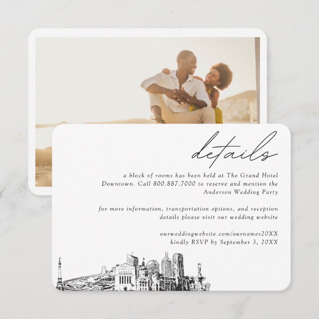 Indianapolis Wedding Hotel Room Block Details Enclosure Card (Front/Back)