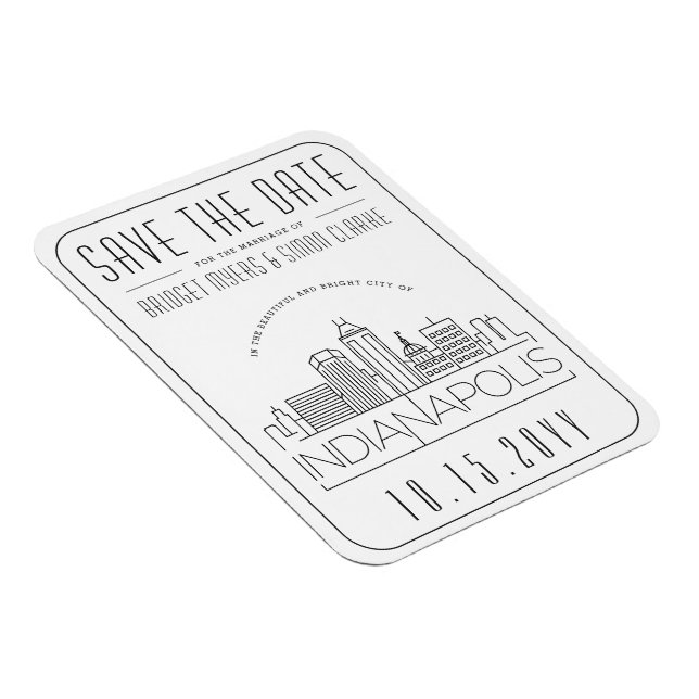 Indianapolis Wedding Stylised City Save the Date Magnet (Right Side)