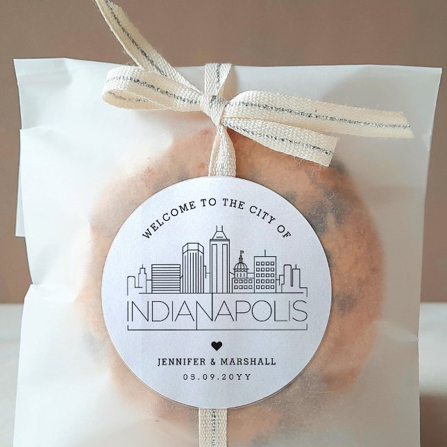 Indianapolis Wedding Welcome Favour Classic Round Sticker (Creator Uploaded)