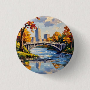 Indianapolis White Bridge Over the White River 3 Cm Round Badge