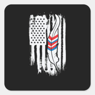 Indians American flag and feather Square Sticker