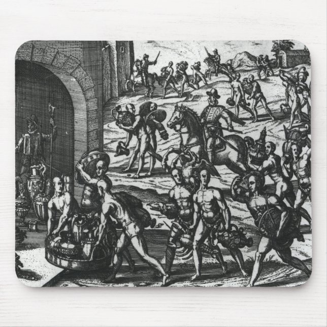 Indians bringing Balboa vases and gold objects Mouse Pad (Front)