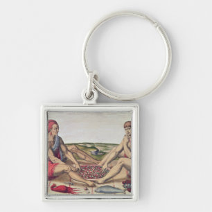 Indians eating a meal key ring