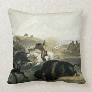 Indians Hunting the Bison, plate 31 from Volume 2 Cushion