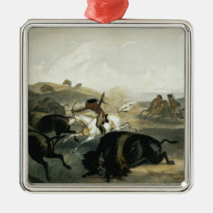 Indians Hunting the Bison, plate 31 from Volume 2 Metal Ornament
