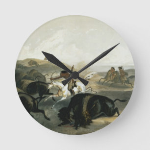 Indians Hunting the Bison, plate 31 from Volume 2 Round Clock