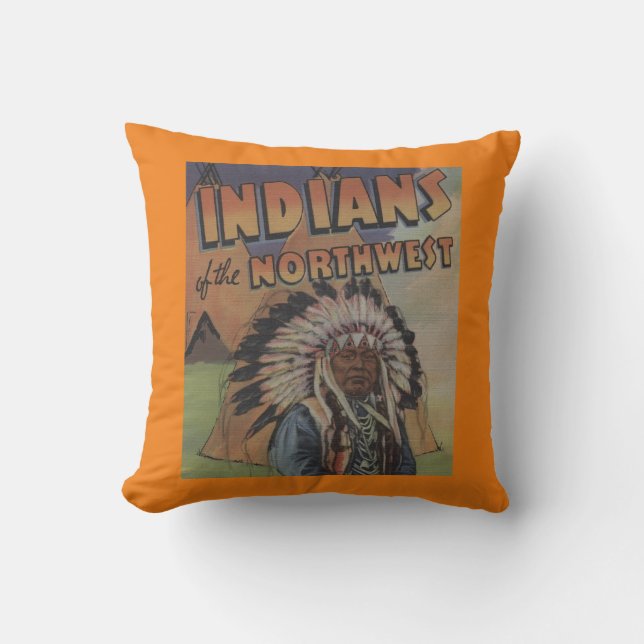Indians of the Northwest - Indian Chief & Teepee Cushion (Front)