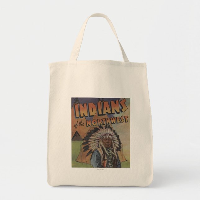 Indians of the Northwest - Indian Chief & Teepee Tote Bag (Front)