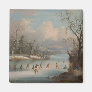 Indians Playing Lacrosse on the Ice Magnet