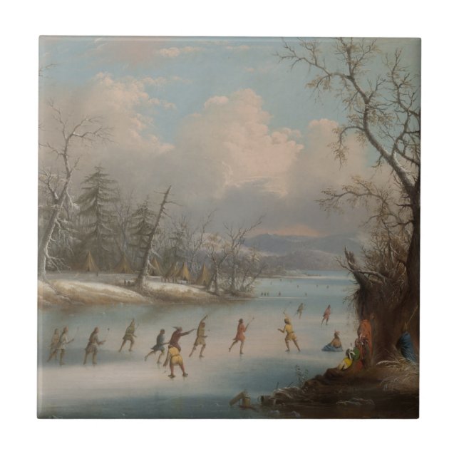 Indians Playing Lacrosse on the Ice Tile (Front)