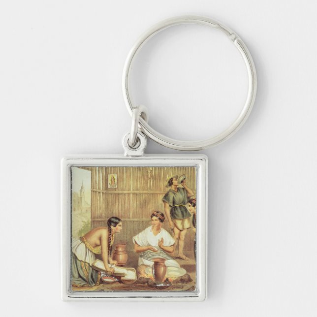 Indians Preparing Tortillas Key Ring (Front)